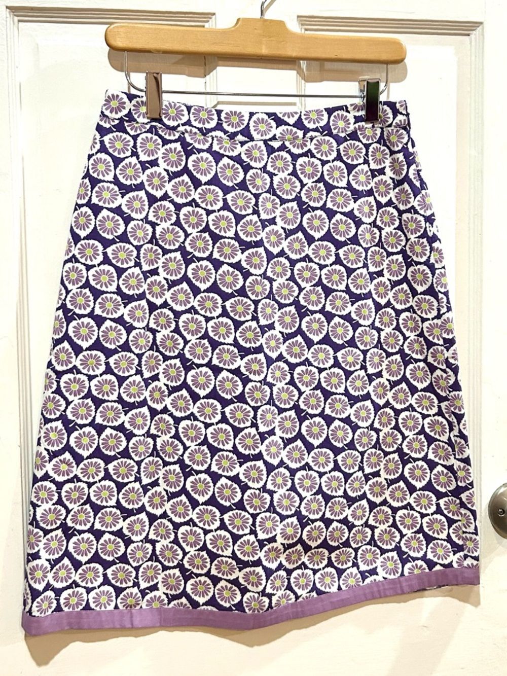 Boden NWOT Purple Floral Print A-Line Skirt Preppy Casual 100% Cotton Size 4
